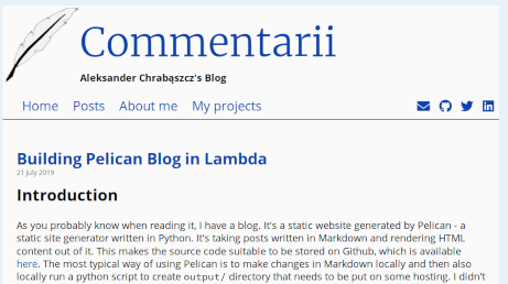 A screenshot of my blog